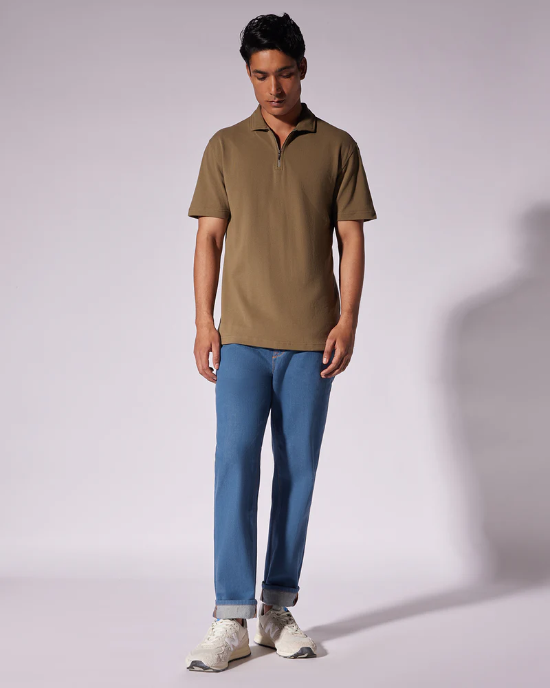 Old Money Style Olive green polo by Bombay shirt