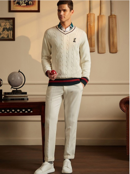 Old Money Style cricket sweater for Indian men