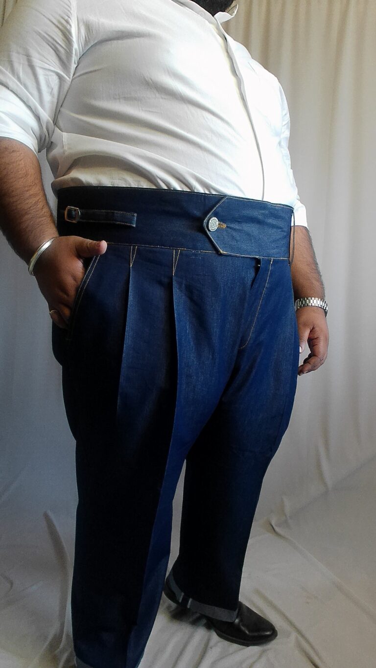 Classic Denim gurkha trouser, Indian Old Money Style Jeans
